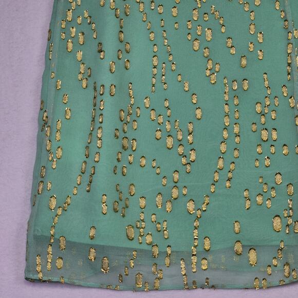 Lilly Pulitzer Dusk Silk Slip Dress Women Mint Gold Metallic Tropical Vacation S - Picture 11 of 16